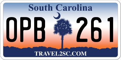 SC license plate OPB261