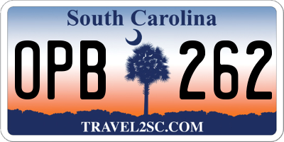SC license plate OPB262