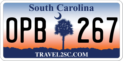 SC license plate OPB267