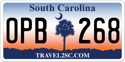 SC license plate OPB268
