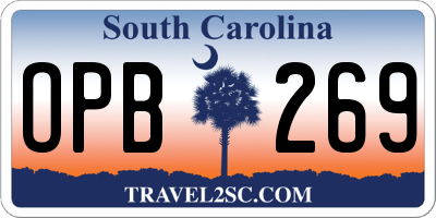 SC license plate OPB269
