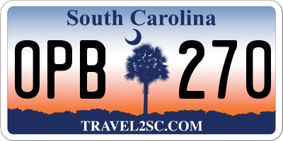 SC license plate OPB270