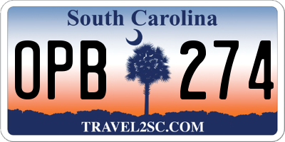 SC license plate OPB274