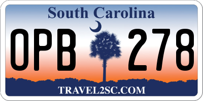 SC license plate OPB278
