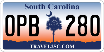SC license plate OPB280