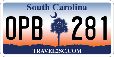SC license plate OPB281