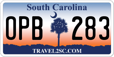 SC license plate OPB283