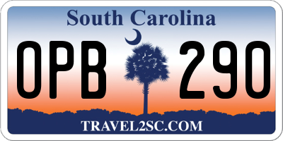 SC license plate OPB290