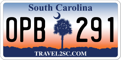 SC license plate OPB291