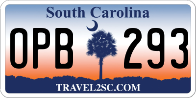 SC license plate OPB293