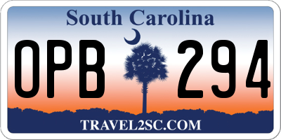 SC license plate OPB294