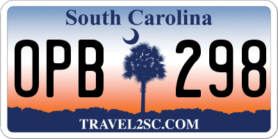 SC license plate OPB298