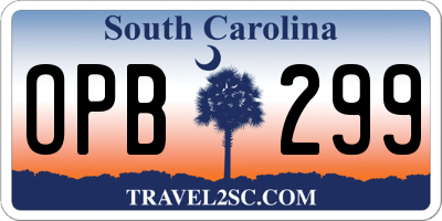 SC license plate OPB299
