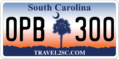 SC license plate OPB300