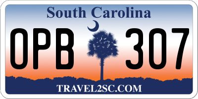 SC license plate OPB307