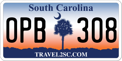 SC license plate OPB308