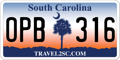 SC license plate OPB316