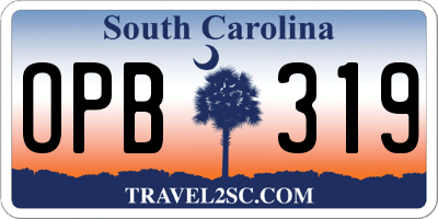SC license plate OPB319