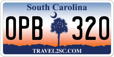 SC license plate OPB320