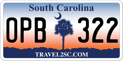 SC license plate OPB322