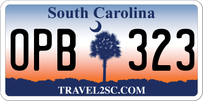 SC license plate OPB323