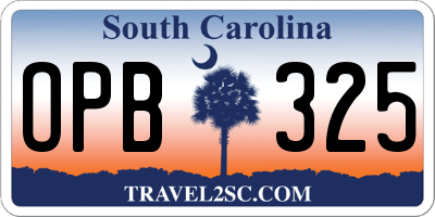 SC license plate OPB325