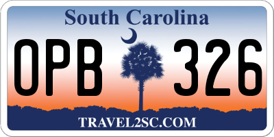 SC license plate OPB326