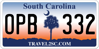 SC license plate OPB332