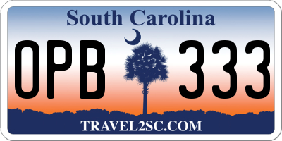 SC license plate OPB333