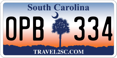 SC license plate OPB334