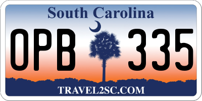 SC license plate OPB335