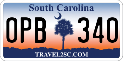 SC license plate OPB340