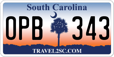 SC license plate OPB343