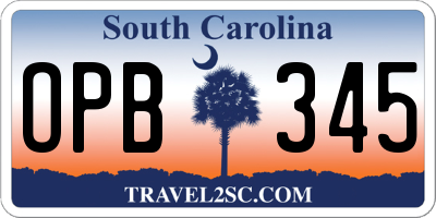 SC license plate OPB345