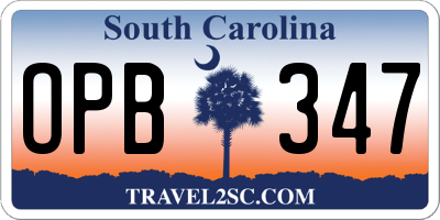 SC license plate OPB347