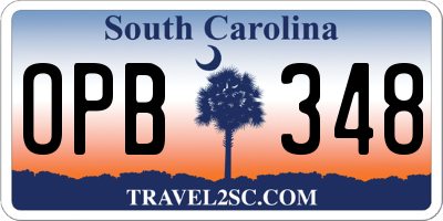 SC license plate OPB348