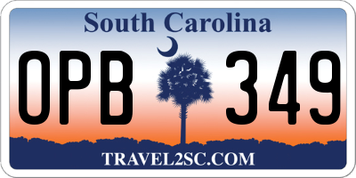 SC license plate OPB349