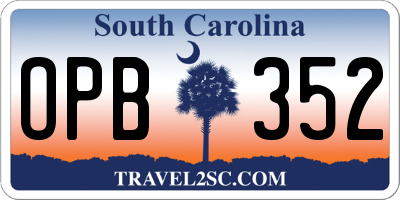 SC license plate OPB352