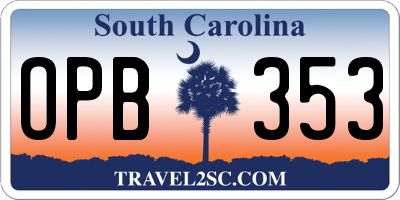 SC license plate OPB353