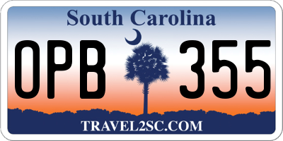 SC license plate OPB355