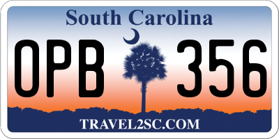 SC license plate OPB356