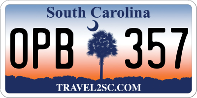SC license plate OPB357