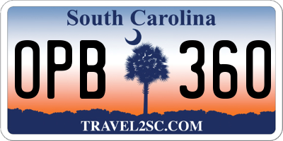 SC license plate OPB360
