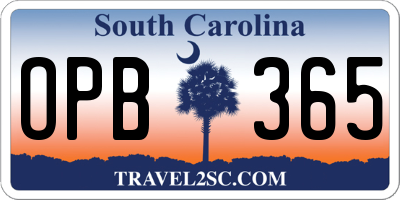 SC license plate OPB365