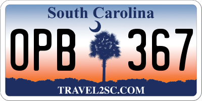 SC license plate OPB367