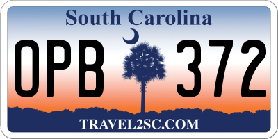 SC license plate OPB372