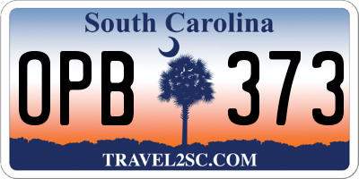 SC license plate OPB373