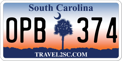 SC license plate OPB374