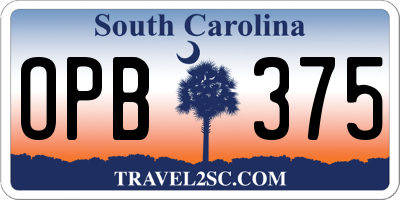 SC license plate OPB375