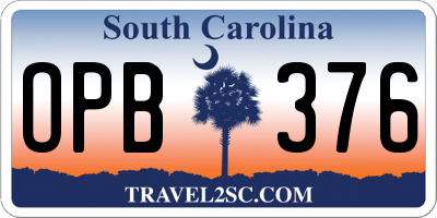 SC license plate OPB376